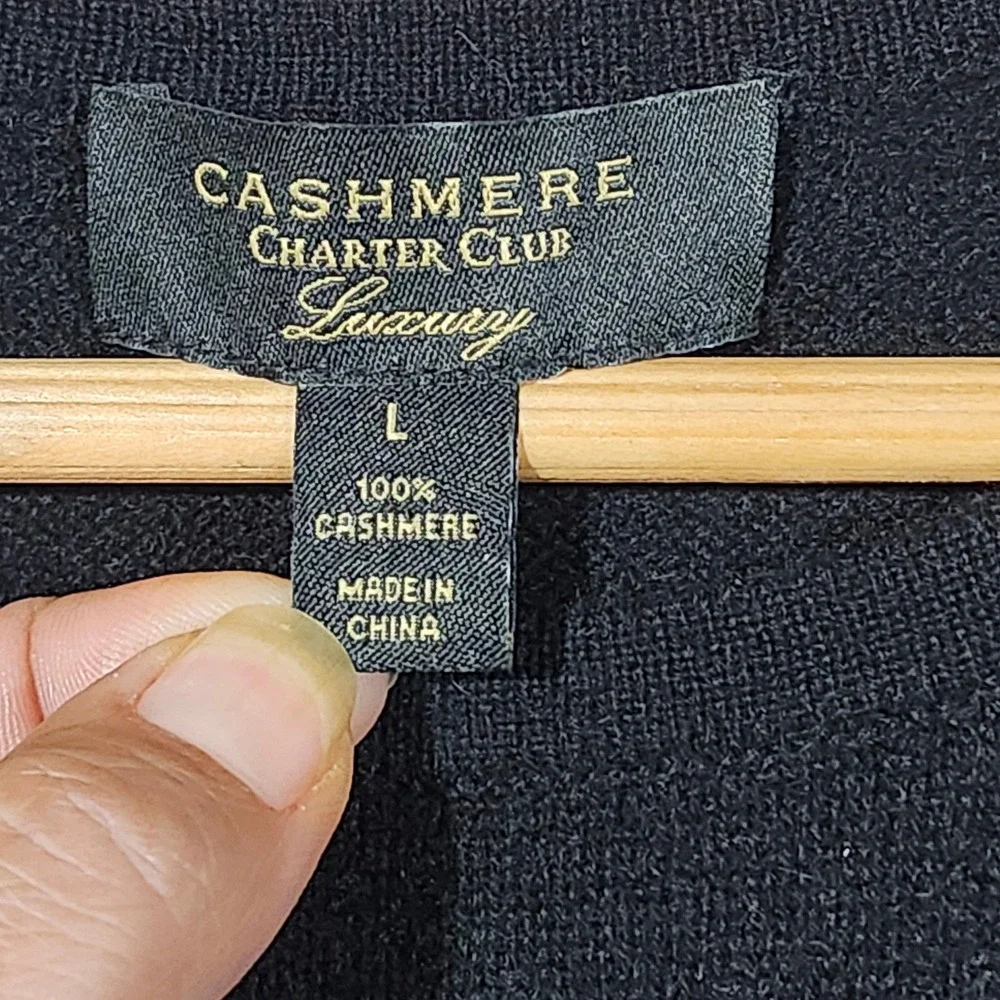 Charter Club Luxury Black 100% Cashmere Crew Neck Sweater Womens Large Luxury
